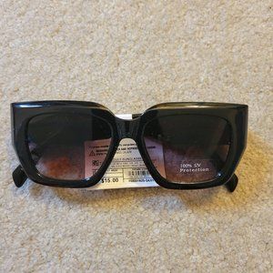 A New Day Women's Black Angular Sunglasses with gold-tone detail